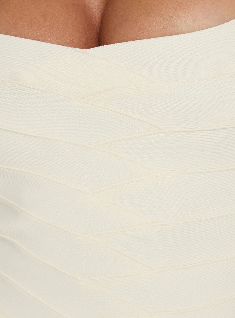 Izabette Halter Bandage Mini Dress Cream · photo 6