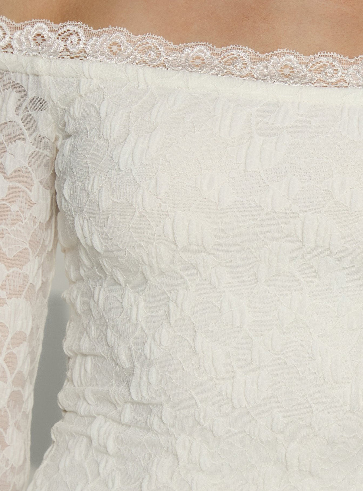 Avenues Long Sleeve Lace Mini Dress White