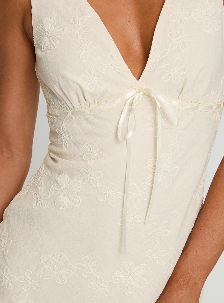 Faithfully Embroidered Mini Dress Beige · photo 6