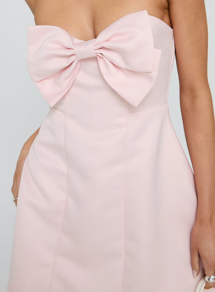 Genevie Strapless Bow Bust Mini Dress Light Pink · photo 6