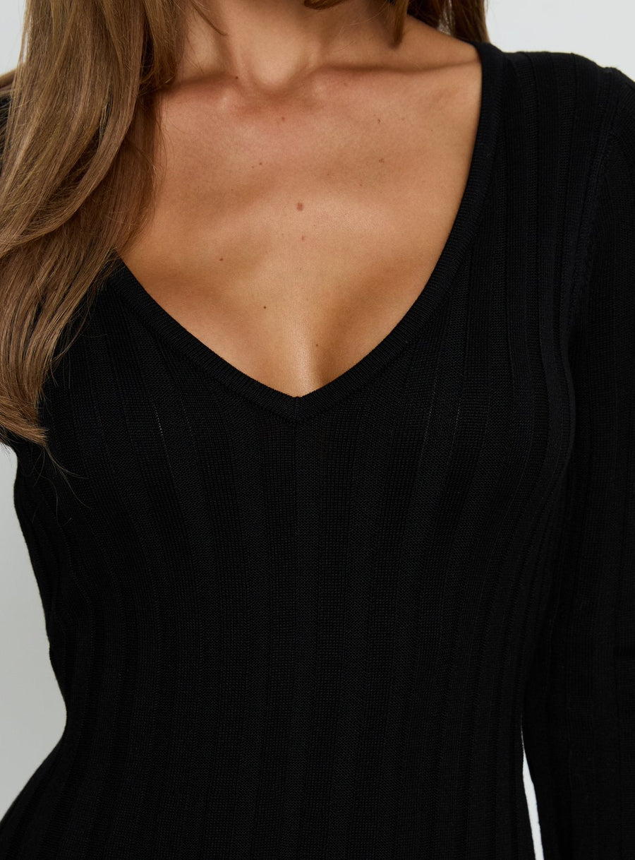 Gratuita Long Sleeve Rib Maxi Dress Black · photo 5
