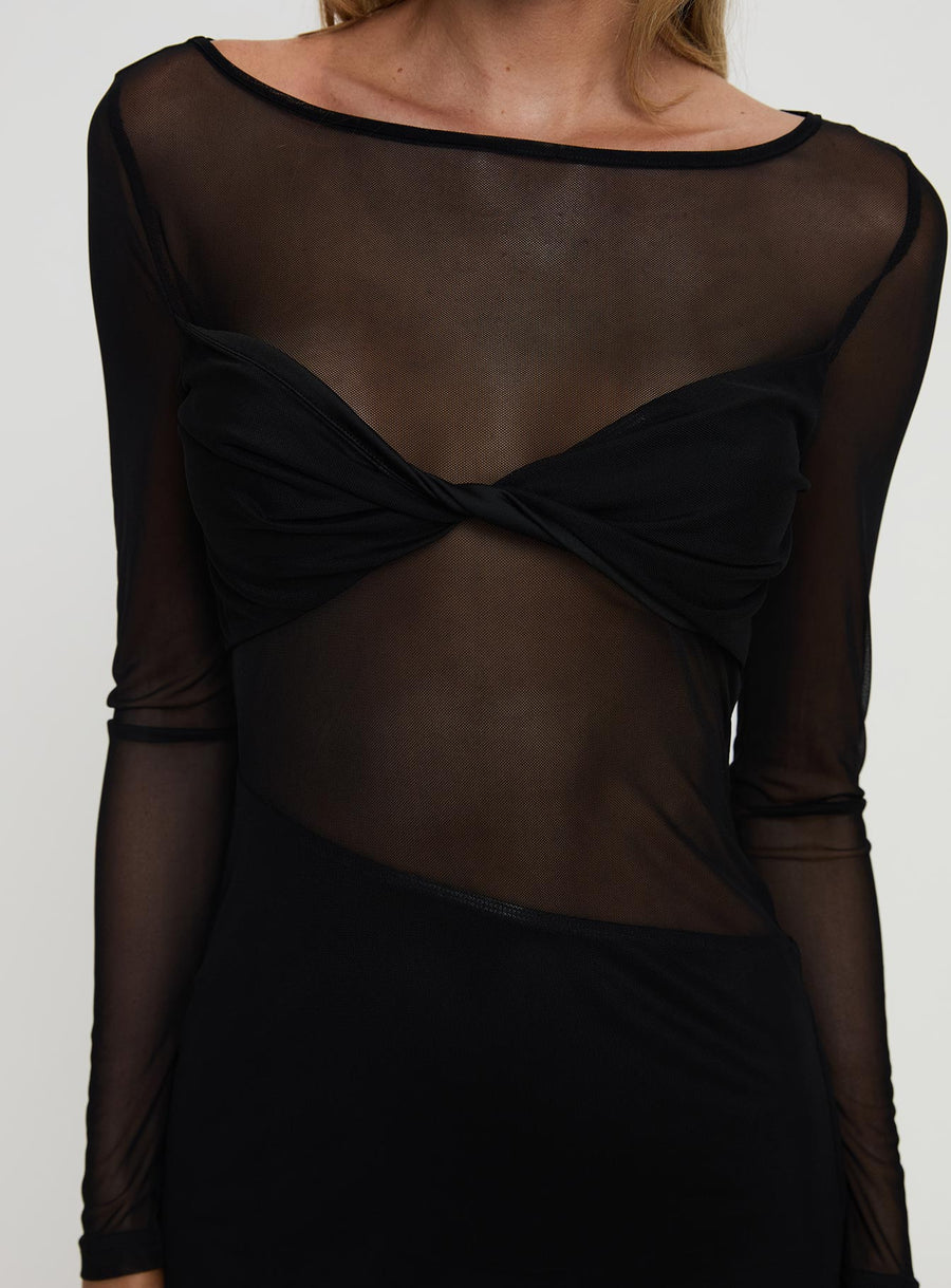 Insatiable Long Sleeve Mesh Mini Dress Black · photo 6