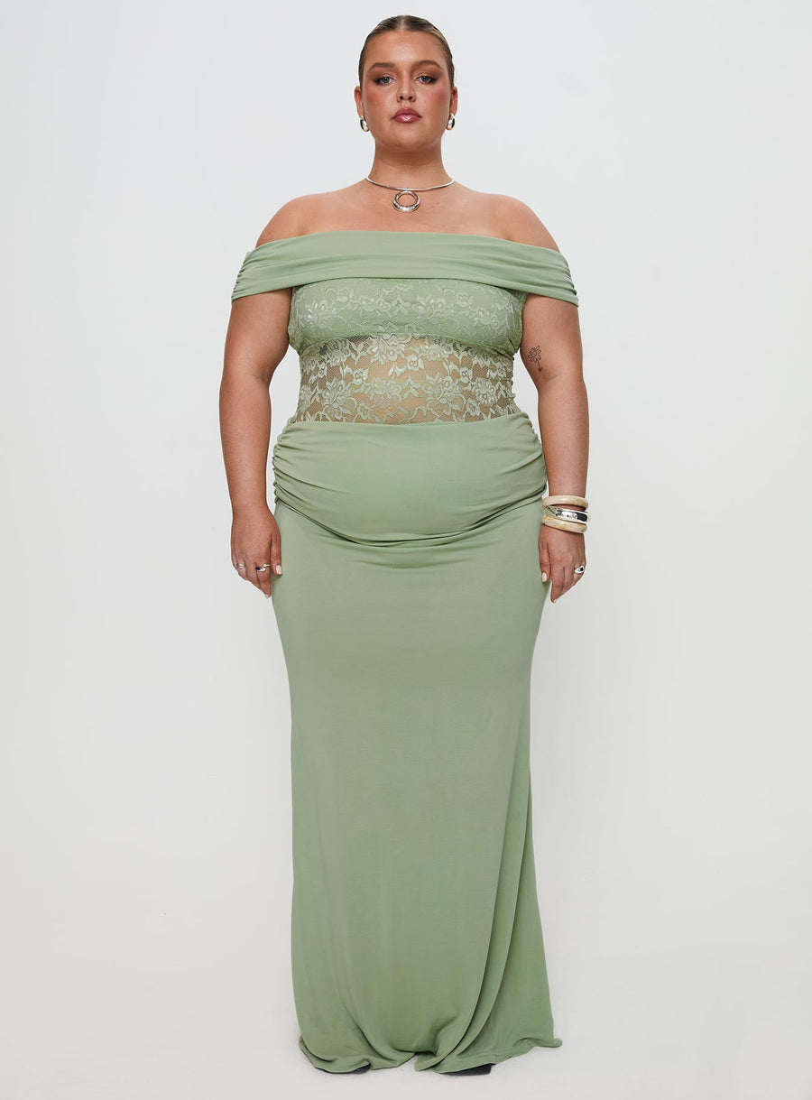 Gwendolen Off The Shoulder Maxi Dress Green Curve · photo 7
