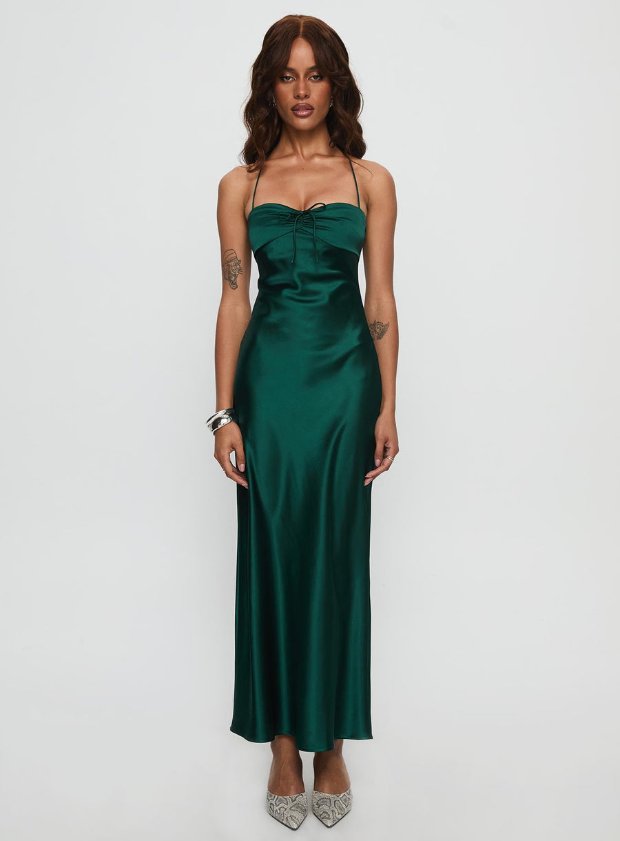 Fireproof Halter Maxi Dress Forest Green · photo 6