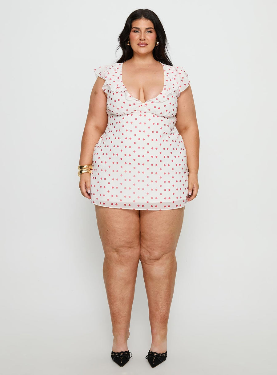 I Guess So Mini Dress White / Burgundy Curve · photo 7