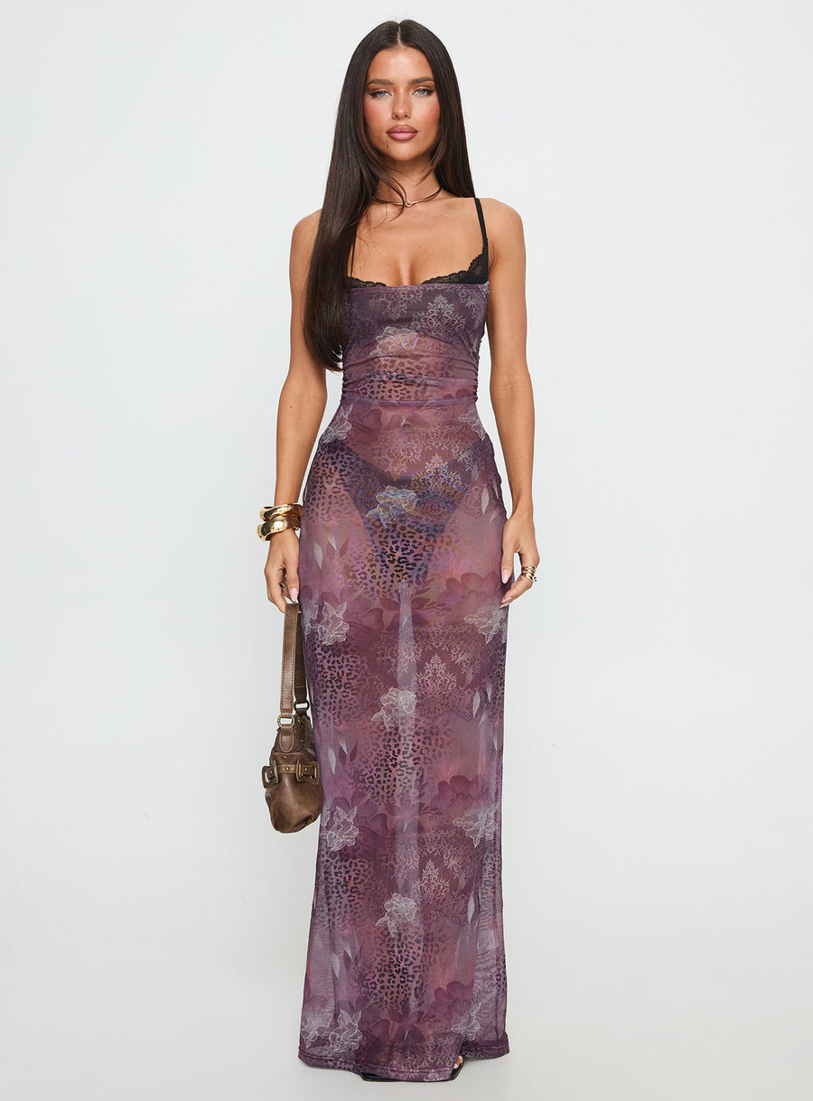 Evera Sheer Built In Bra Maxi Dress Purple · photo 7