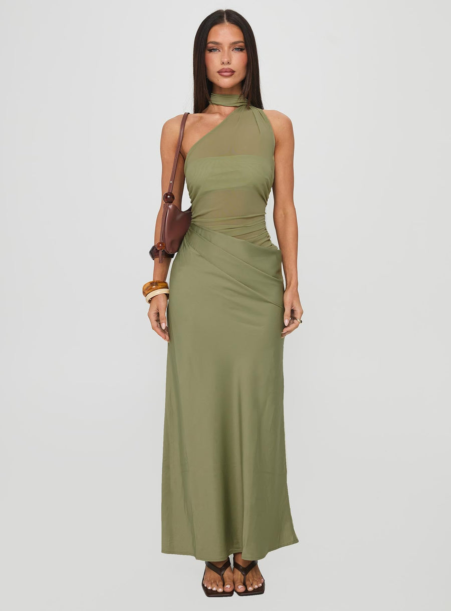 Indiara Halter Mesh Maxi Dress Green · photo 7