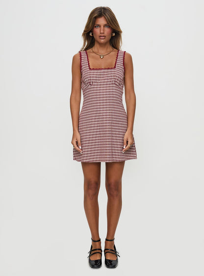 Dasha Mini Dress Red Check Tall