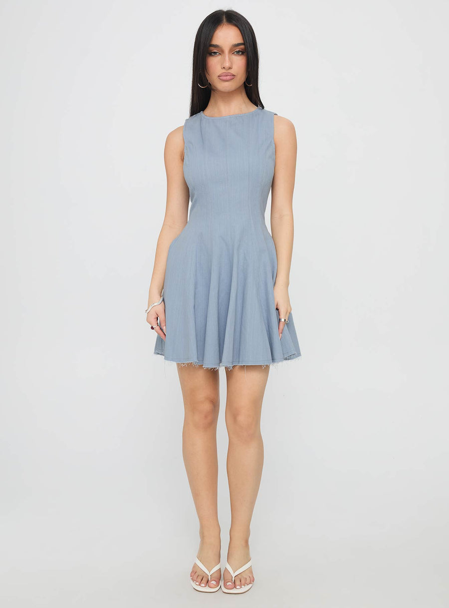 Composure Pleat Mini Dress Blue · photo 6
