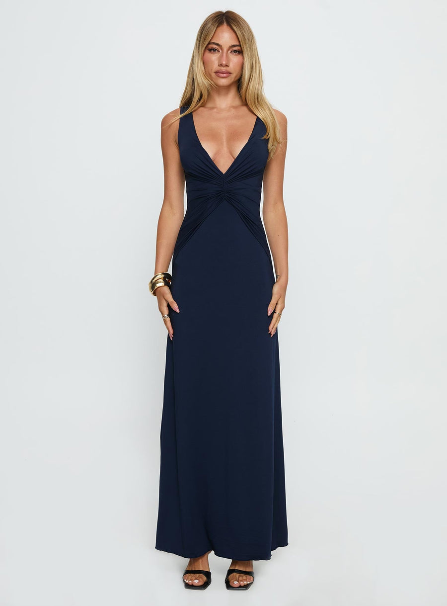 Frederica Plunge Maxi Dress Navy · photo 6