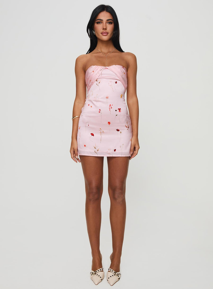 Irena Strapless Mini Dress Pink Floral · photo 7