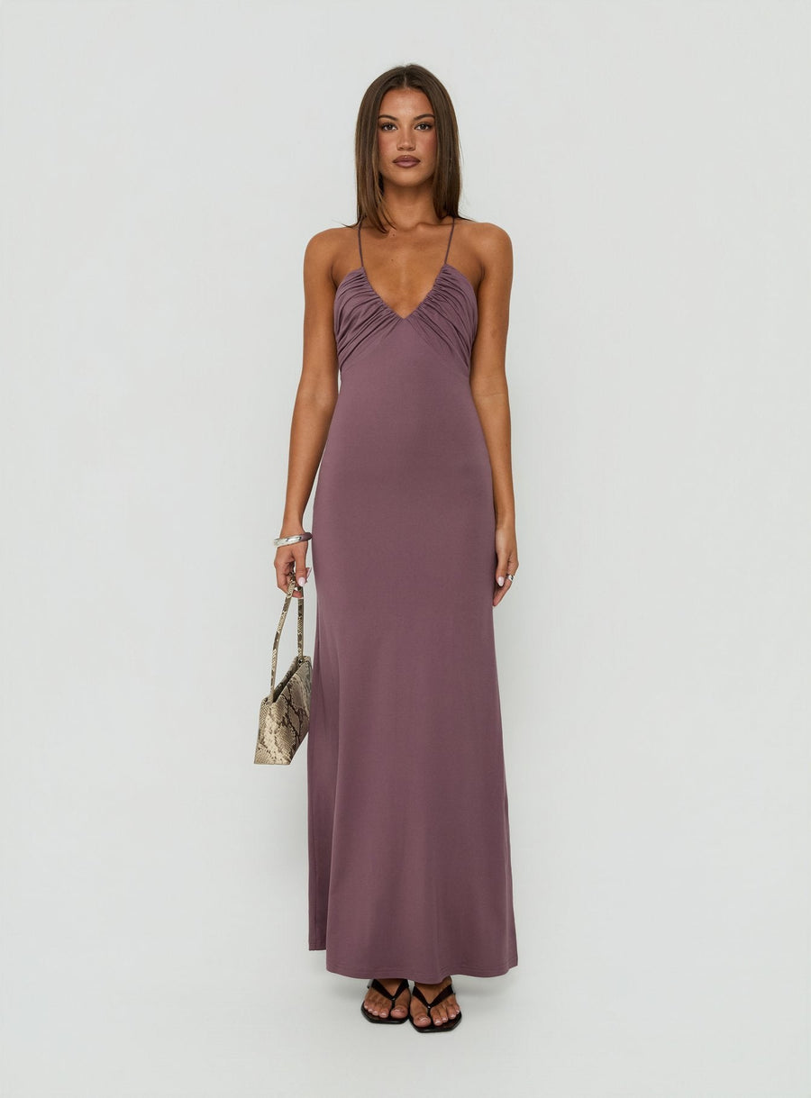 Esolda Ruched Low Back Maxi Dress Dusty Mauve · photo 7