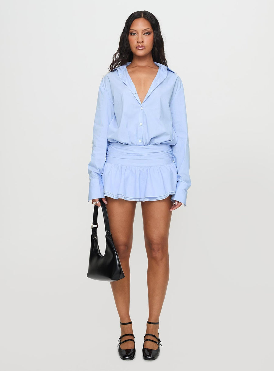 Girls Girls Girls Long Sleeve Mini Dress Blue · photo 7