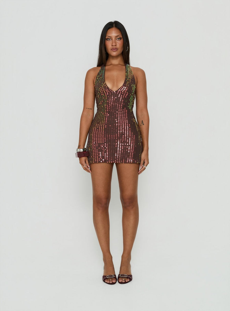 Codamo Mini Dress Dark Brown Shimmer · photo 7