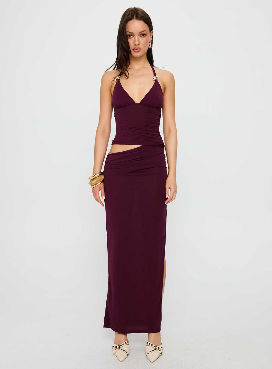 Imeraldia Hardware Halter Maxi Dress Currant · photo 7