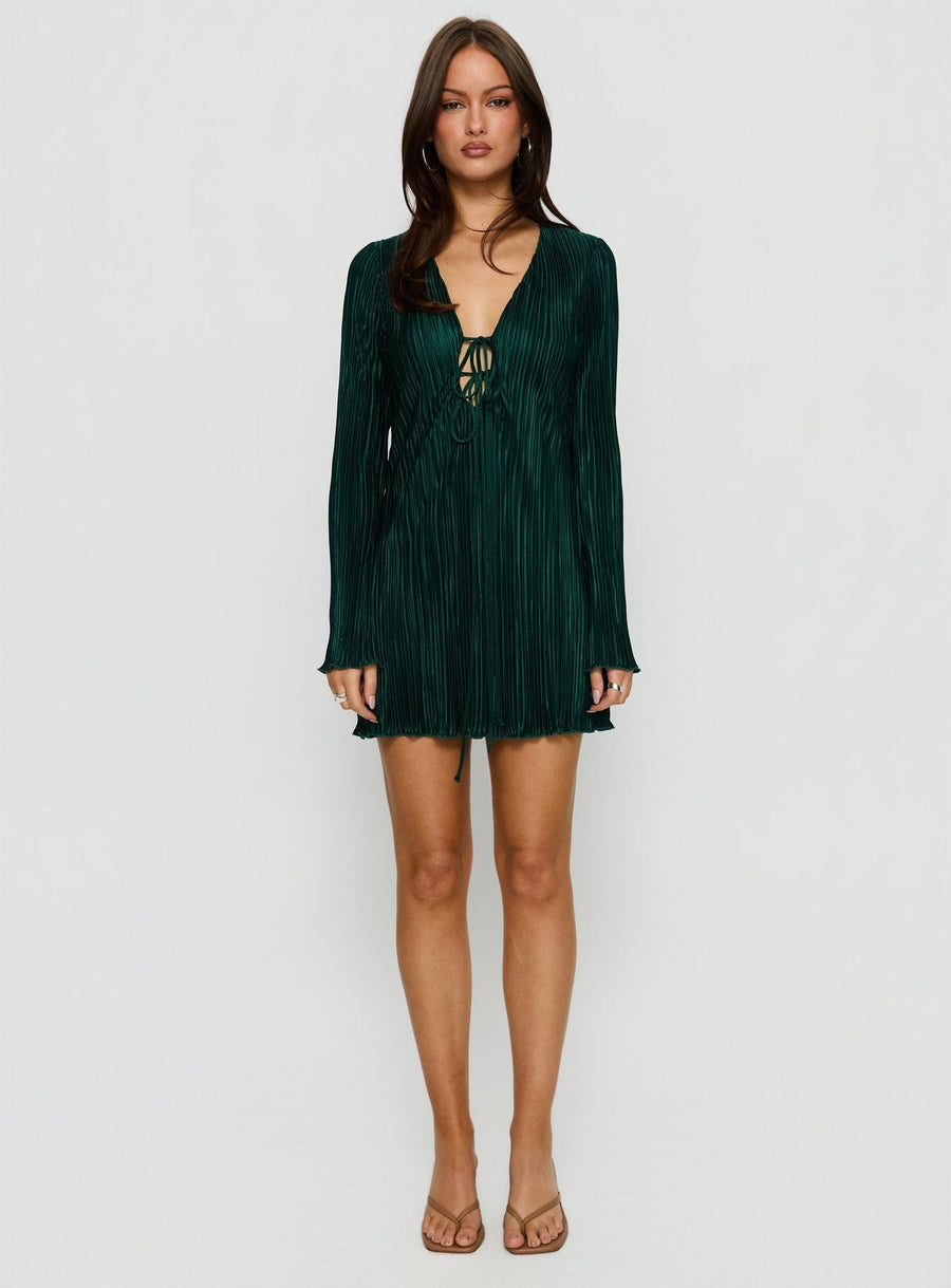Malop Long Sleeve Mini Dress Emerald · photo 6