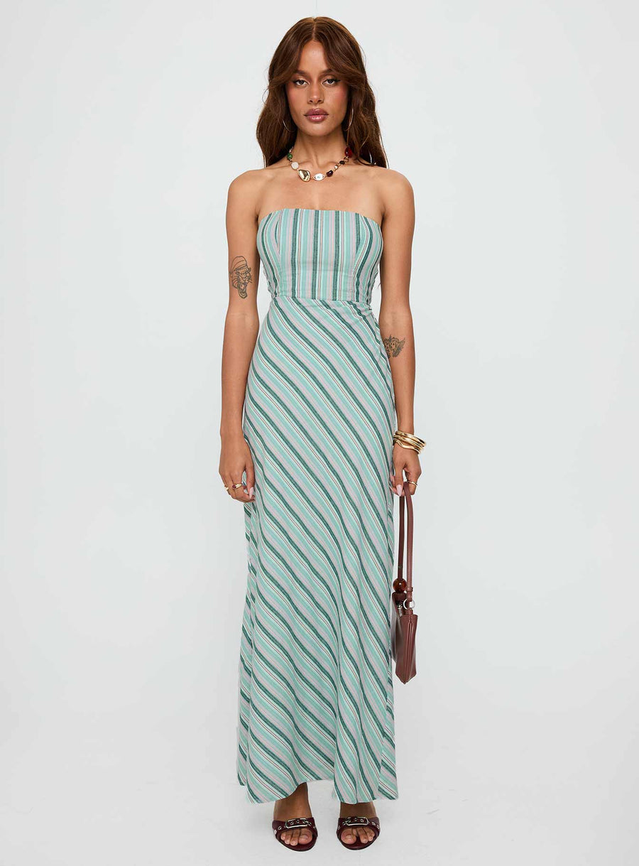 Finchie Strapless Maxi Dress Blue Stripe · photo 7