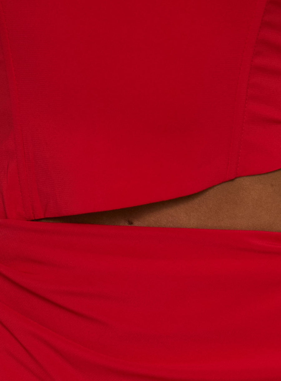 Jasira Strapless Drape Mini Dress Bold Red · photo 7