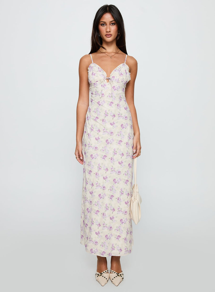 Jessamine Frill Maxi Dress White / Lilac · photo 7