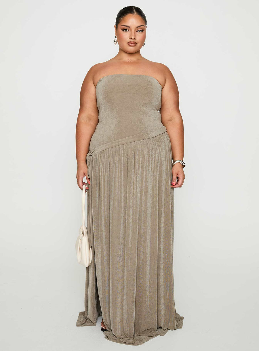 Inka Strapless Maxi Dress Taupe Curve · photo 7