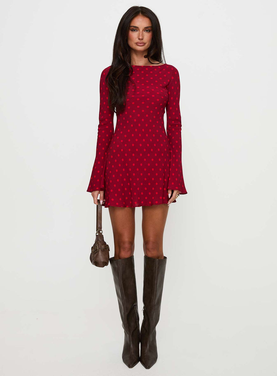Good Graces Long Sleeve Mini Dress Red Dot · photo 7