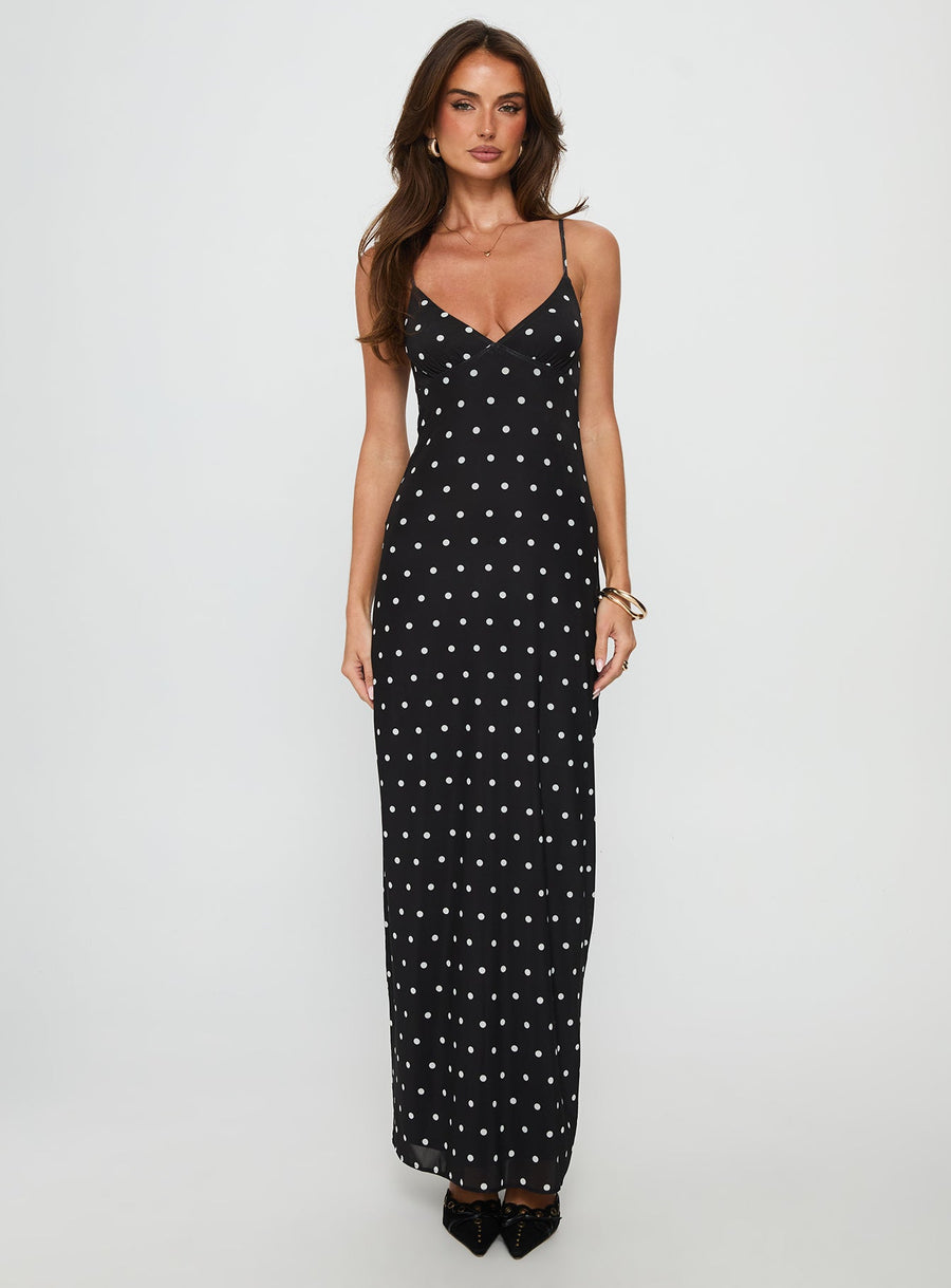 Glass Half Full Mesh Maxi Dress Black Polka · photo 7