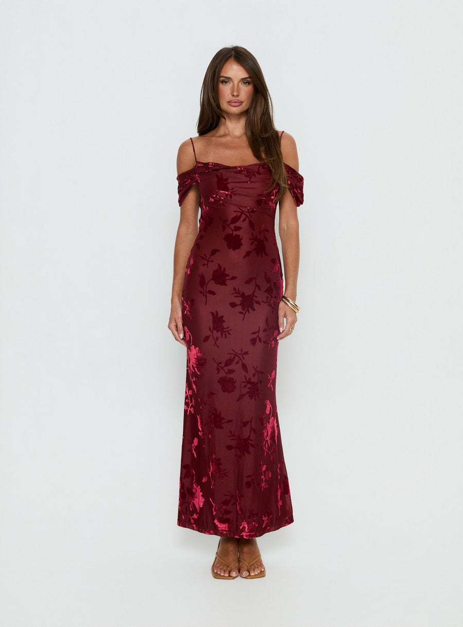 Green Gables Burnout Maxi Dress Burgundy · photo 7