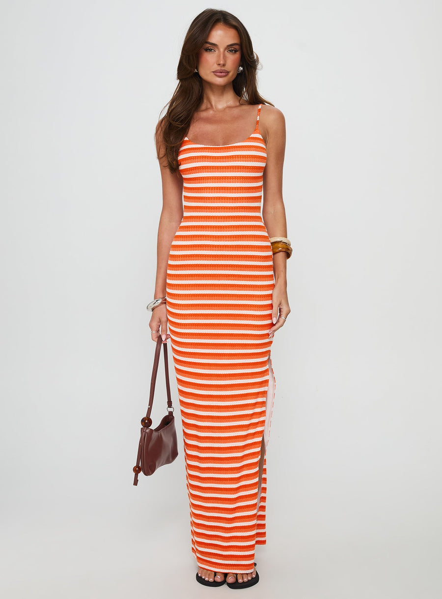 Elestria Maxi Dress Orange Stripe · photo 6