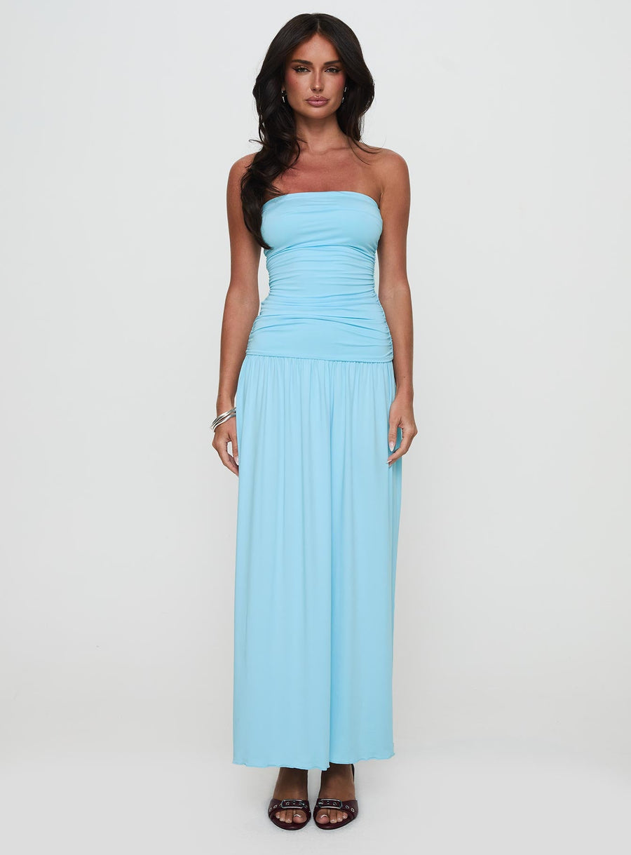Glorie Strapless Maxi Dress Light Blue Petite · photo 7