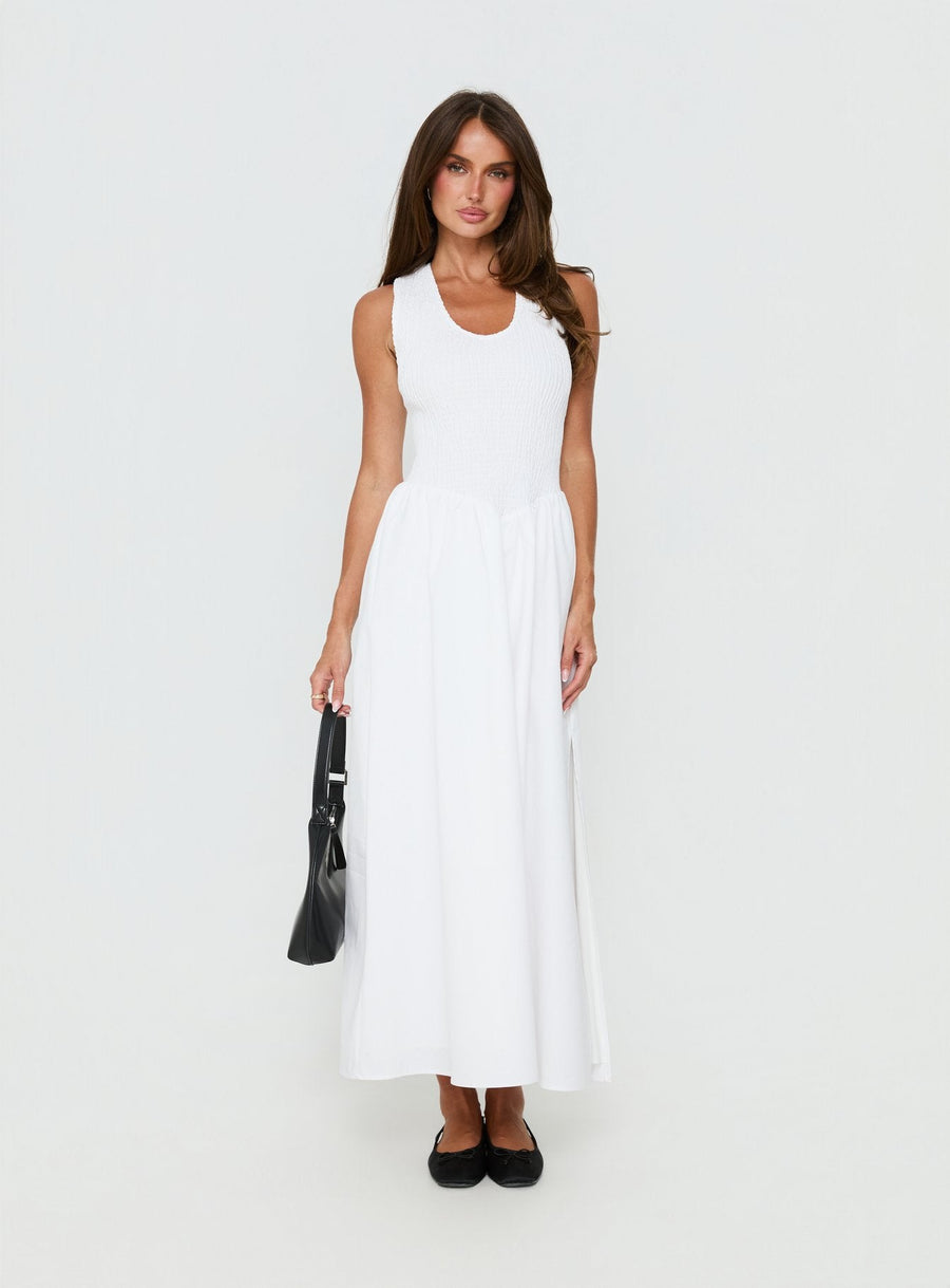 Highgate Drop Waist Pleat Detail Maxi Dress White · photo 7