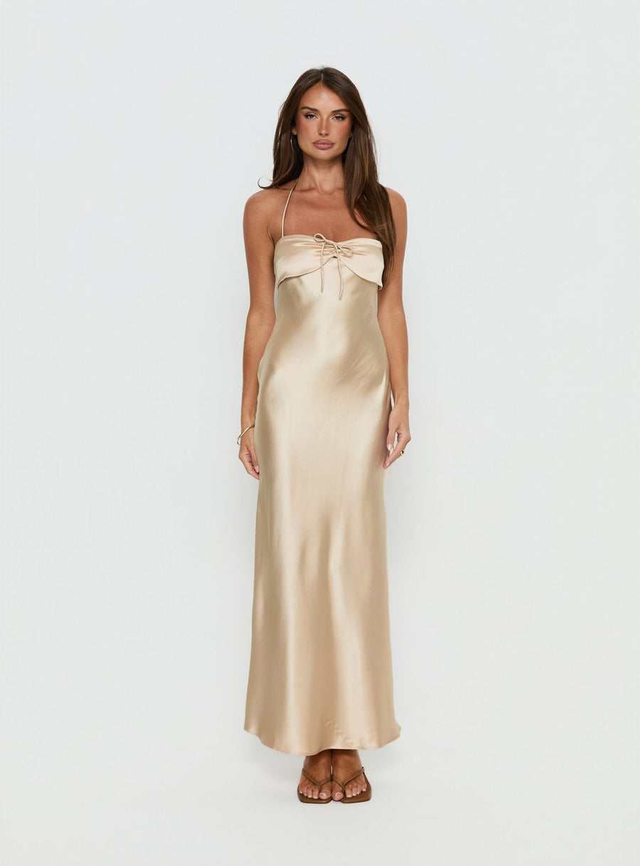Fireproof Halter Maxi Dress Champagne · photo 7