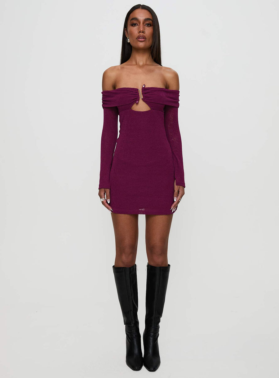 Firenza Long Sleeve Mini Dress Purple · photo 7