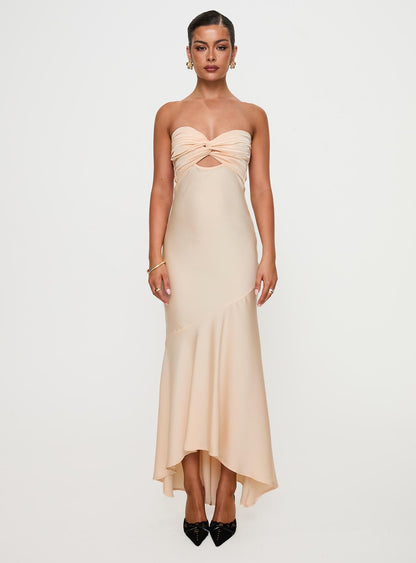 Stand A Chance Twist Detail Maxi Dress Champagne