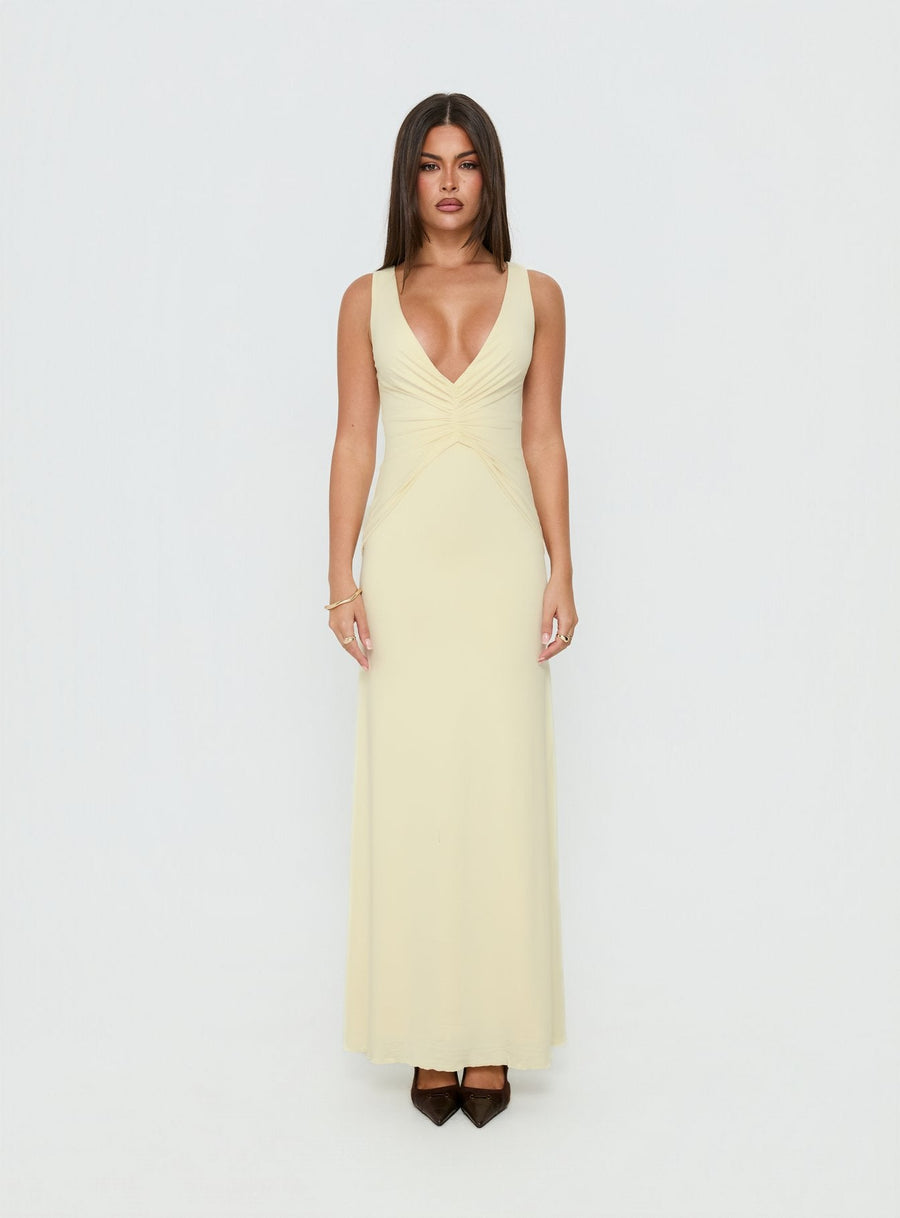 Frederica Plunge Maxi Dress Butter Yellow · photo 7