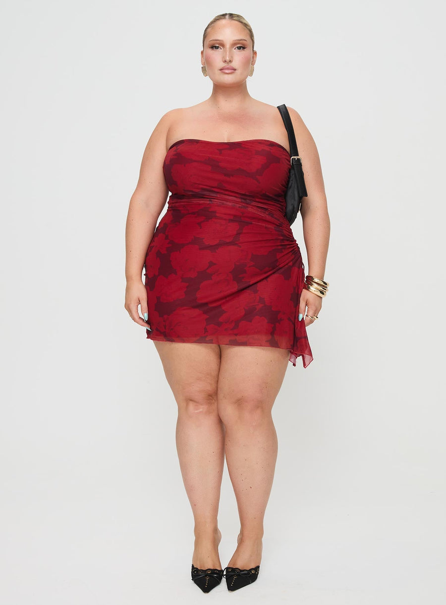 Donelli Mini Dress Burgundy / Red Floral Curve · photo 7