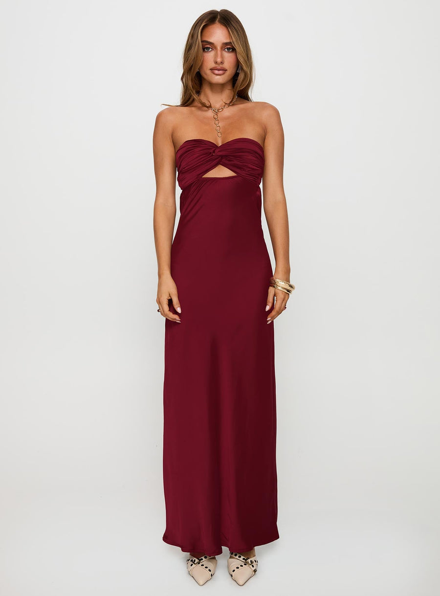 Faviola Strapless Maxi Dress Burgundy · photo 7