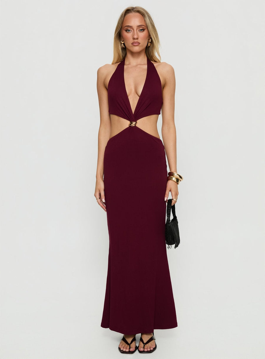 Idella Halter Cut Out Maxi Dress Plum · photo 7