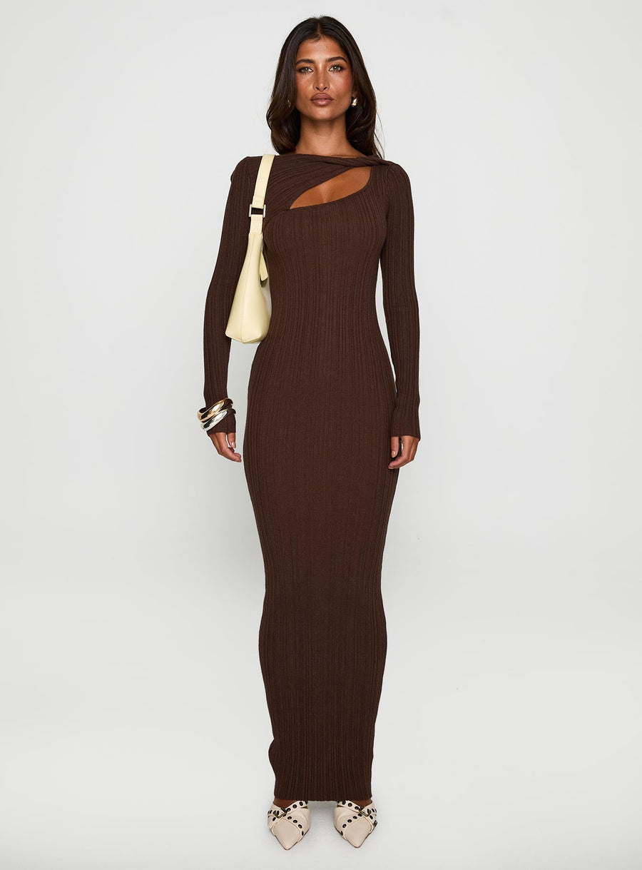 Gyselle Long Sleeve Maxi Dress Brown · photo 6