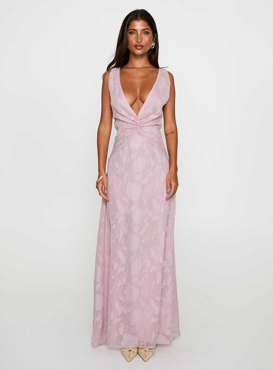 Frederica Plunge Burnout Maxi Dress Mauve · photo 7