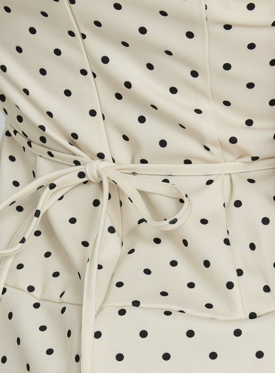 Italiana Layered Lace Mini Dress Cream Polka Dot · photo 7