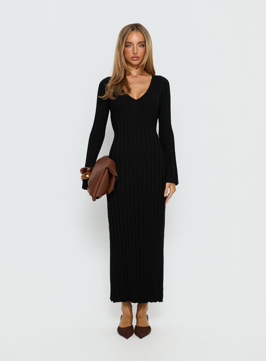 Gratuita Long Sleeve Rib Maxi Dress Black · photo 6