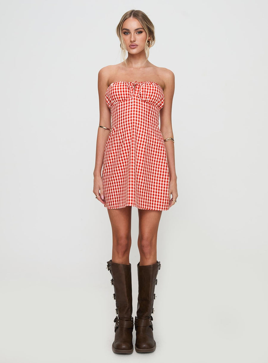Double Date Mini Dress Red Gingham · photo 7