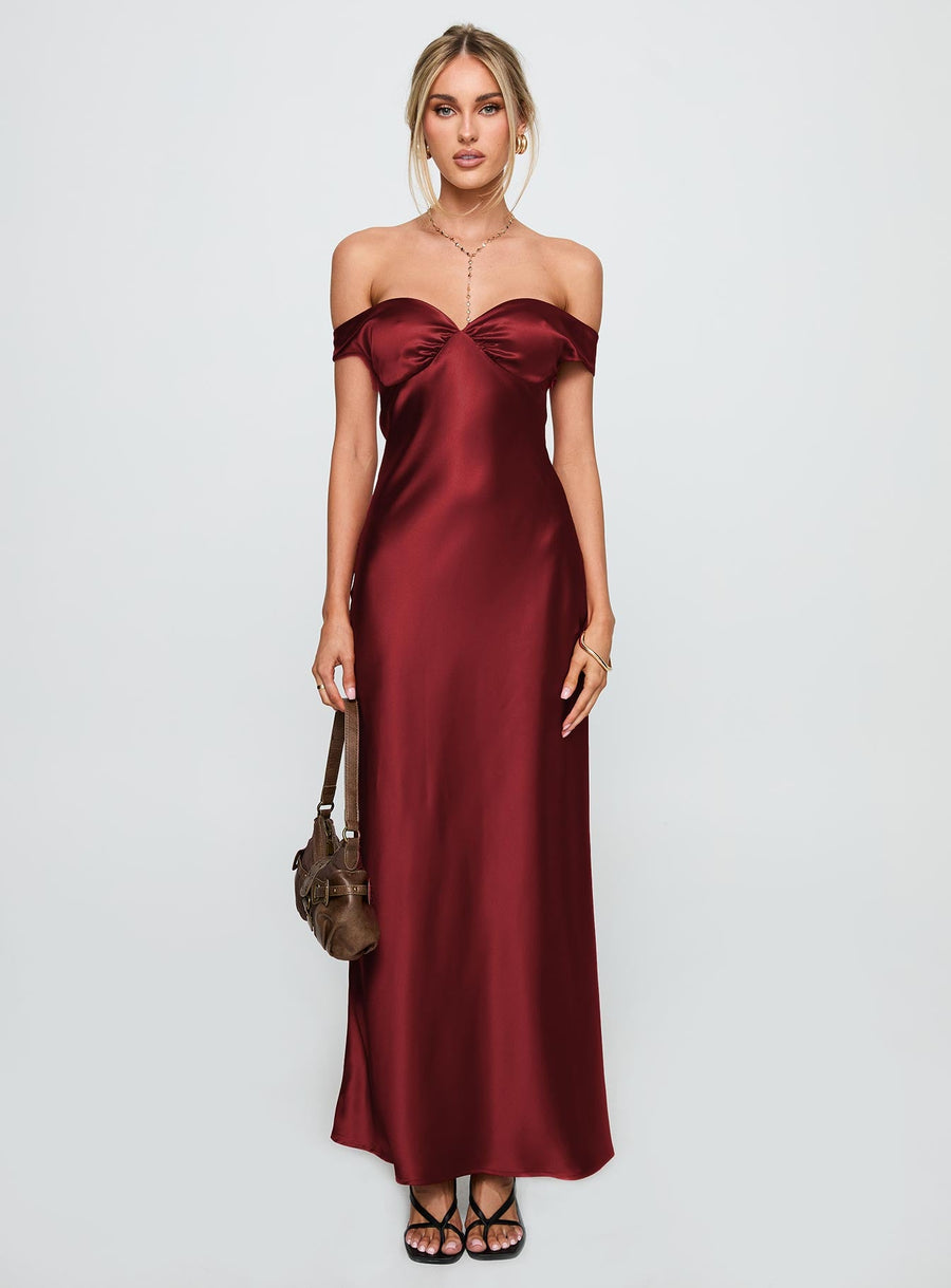 Heartthrobs Off The Shoulder Maxi Dress Red · photo 7