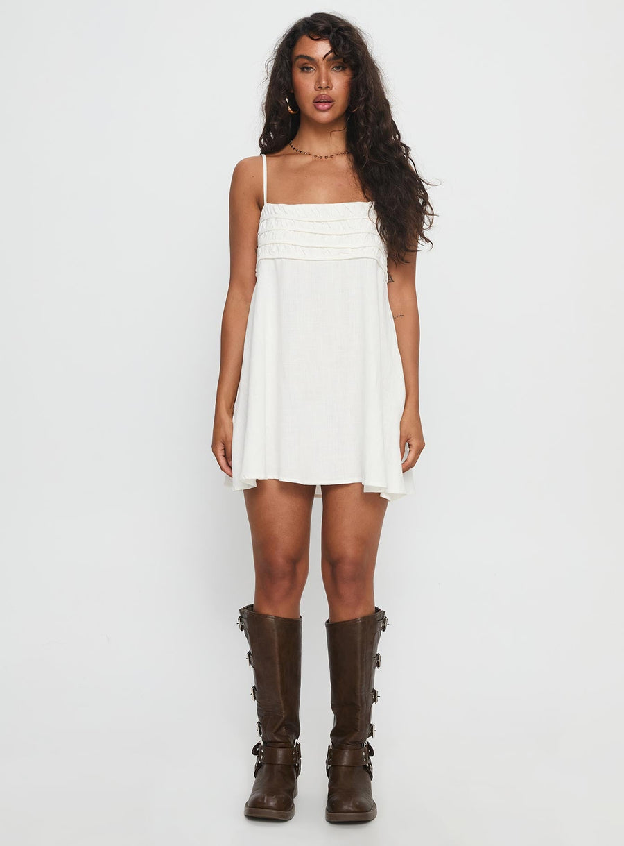 Every Breath Linen Shift Mini Dress White · photo 7