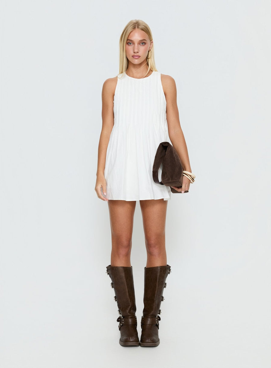 Dreamboat Pleated Mini Dress White · photo 7