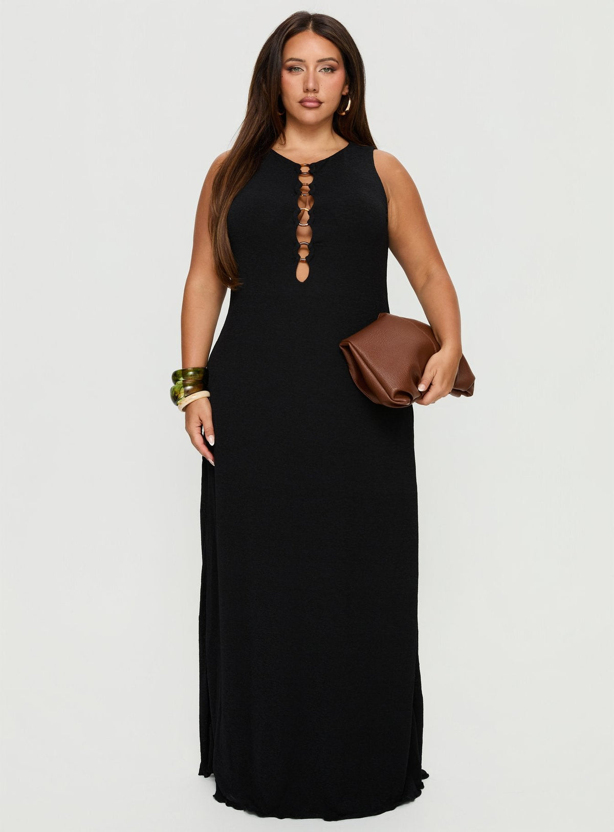 Dejonge Ring Sleeveless Maxi Dress Black Curve