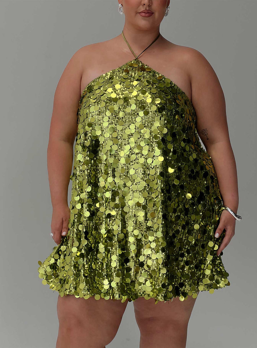 Fluorescents Halter Mini Dress Green Curve · photo 8