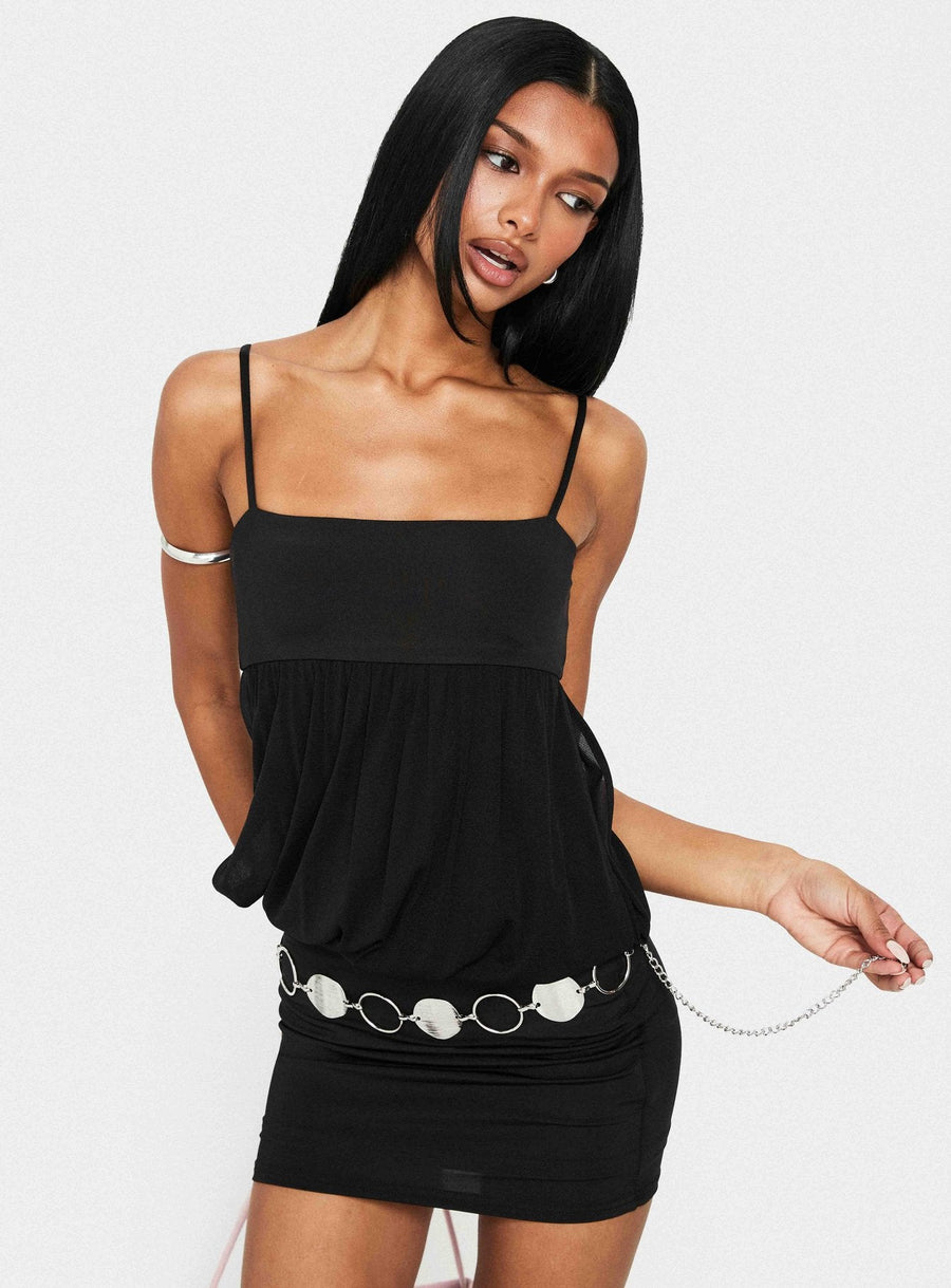Franciska Sheer Blouson Mini Dress Black · photo 8