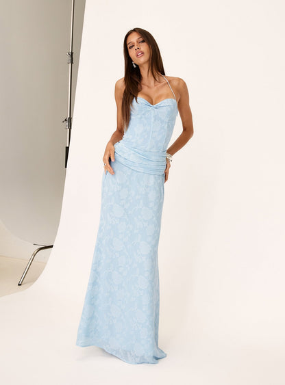 Love from Portofino Corset Maxi Dress Blue