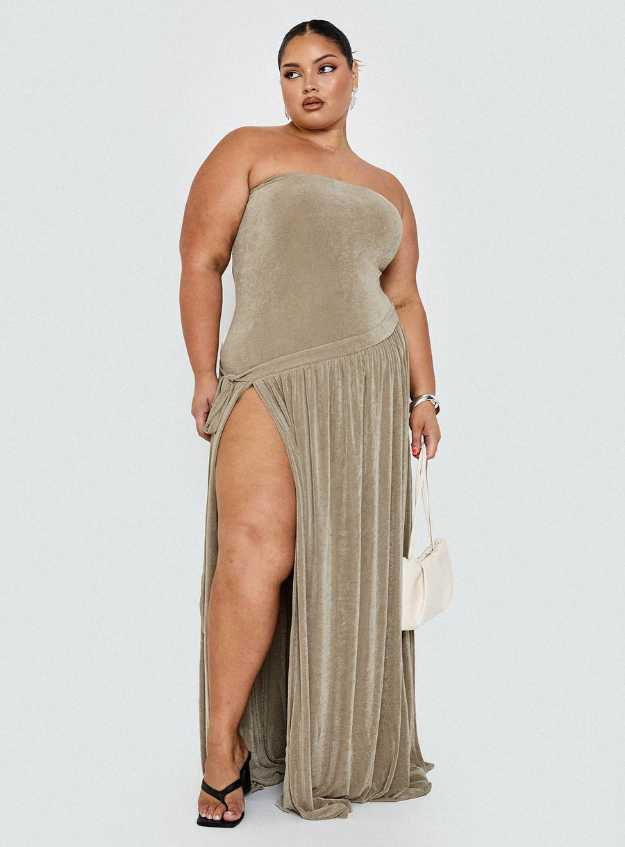 Inka Strapless Maxi Dress Taupe Curve · photo 8